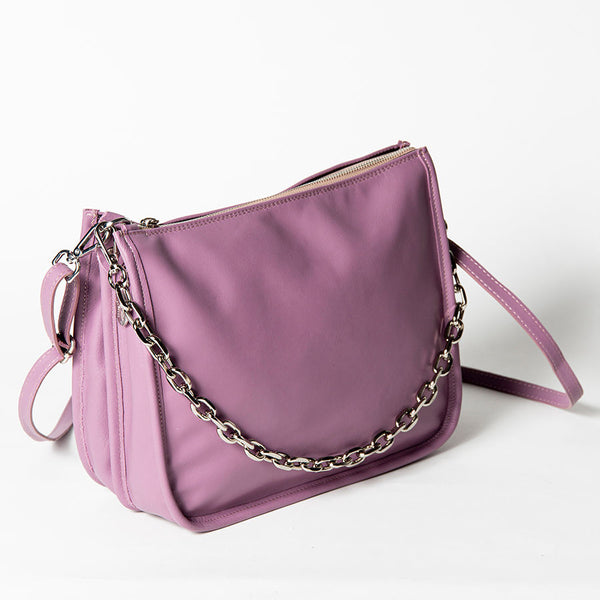 POLLY - Mauve nappa leather postman