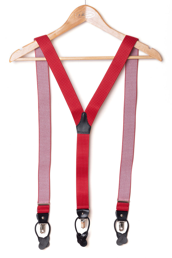 Burgundy micro-polka dot braces
