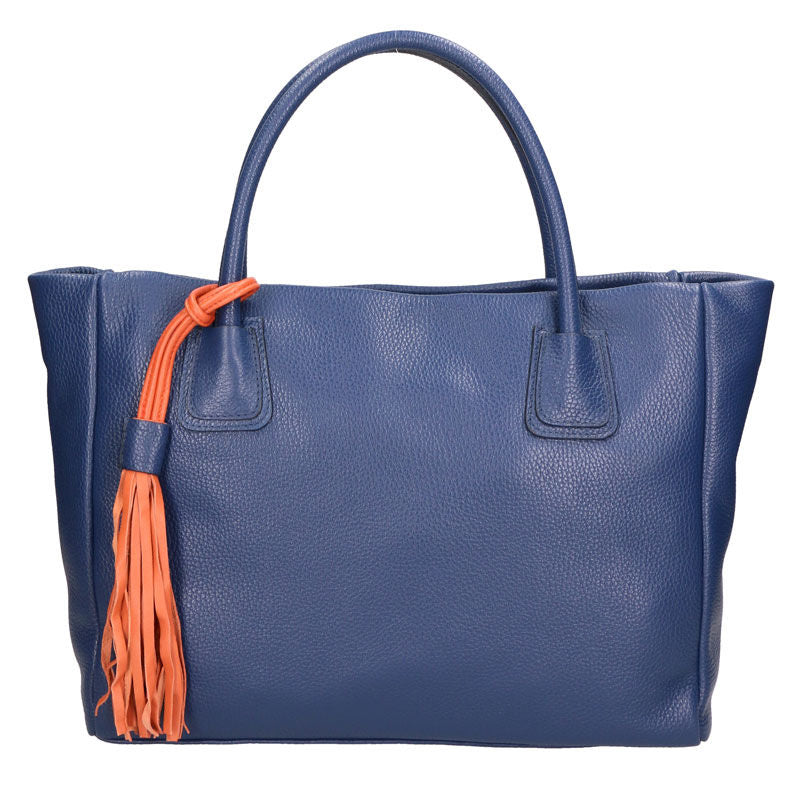 Large Women's Handbag with Leather Pendant - 6503.