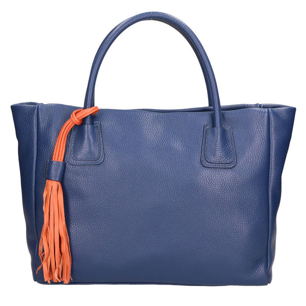 Large Women's Handbag with Leather Pendant - 6503.