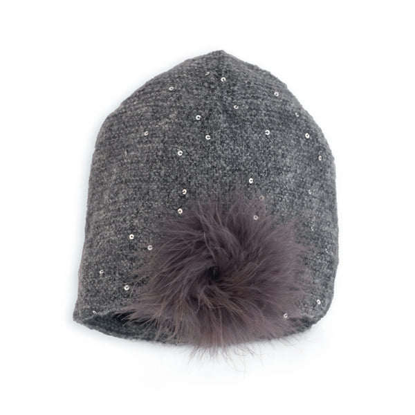 CAPPELLO GRIGIO CON PIUME