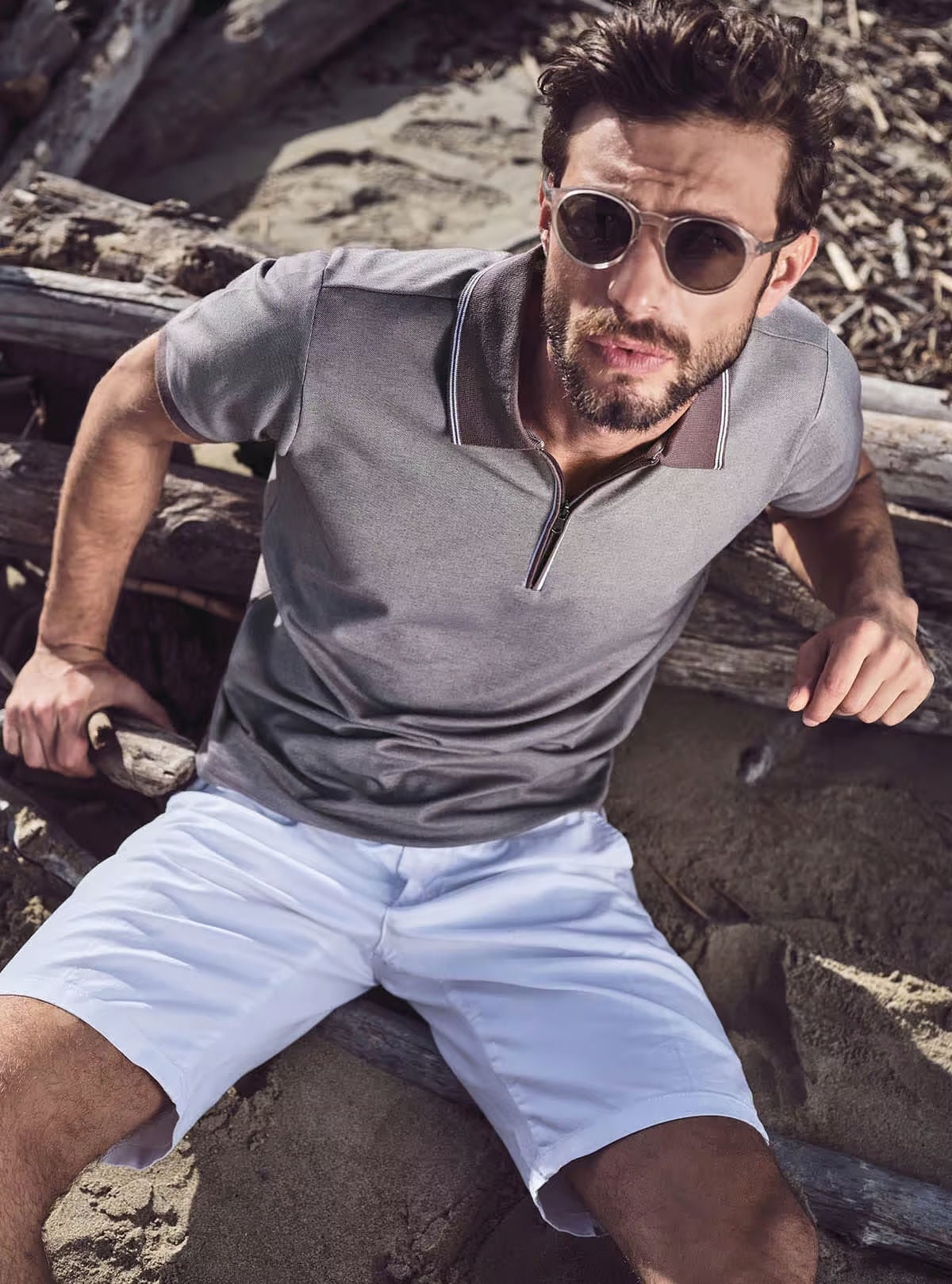 OXFORD PIQUET SHORT SLEEVE POLO WITH ZIP