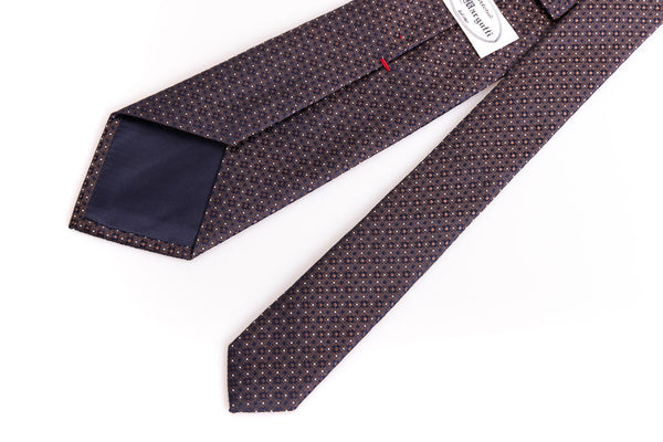 Brown tie with micro polka dots in pure silk