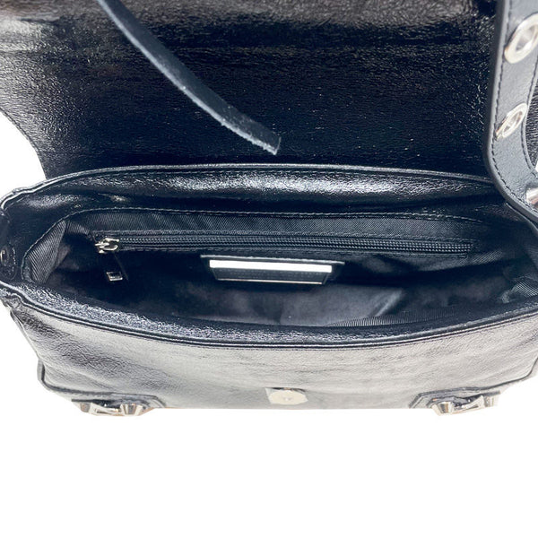 Clutch bag in semi-gloss leather with studs and zip - 7234. 
