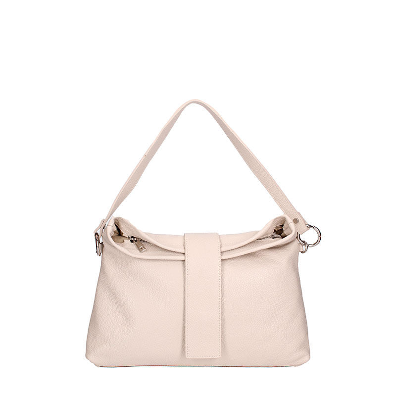 Large leather shoulder bag with central band - 7158. 