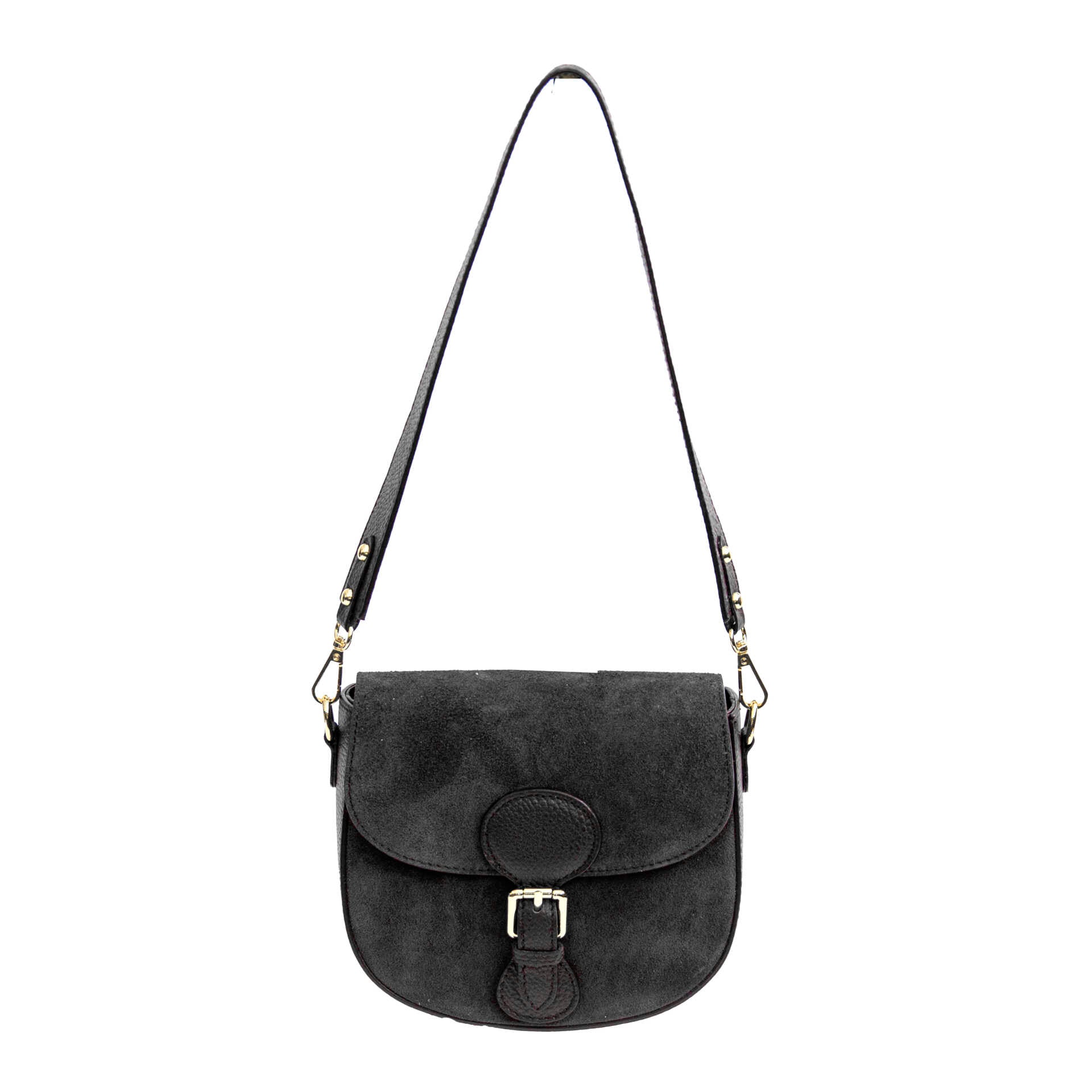 MEREDITH - Black leather and suede messenger bag