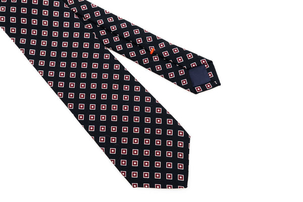 Black tie with burgundy micro pattern pure wool