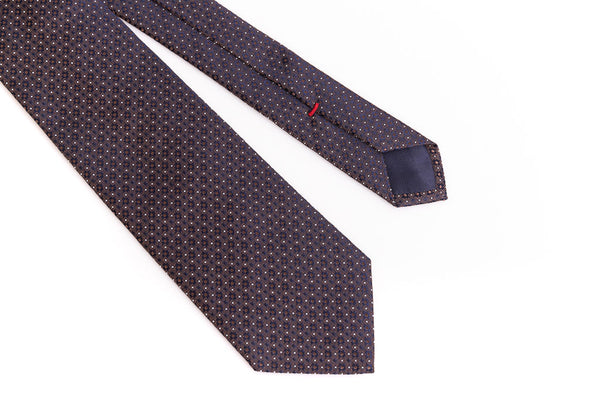 Brown tie with micro polka dots in pure silk