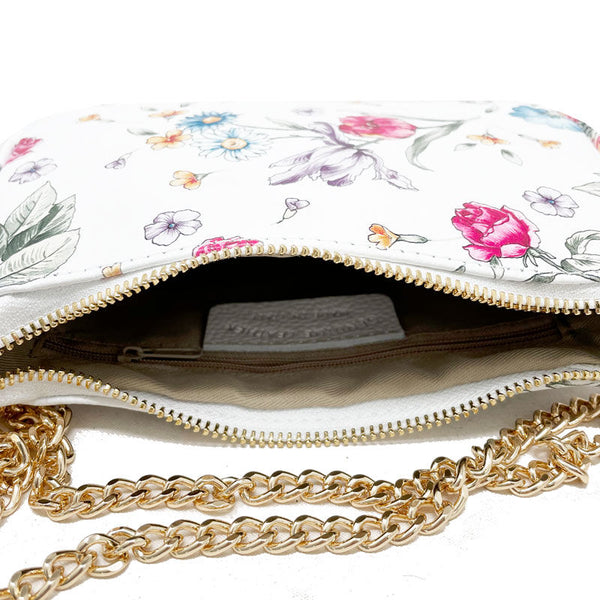Women's Small Floral Shoulder Clutch Bag with Chain - Seville K057 