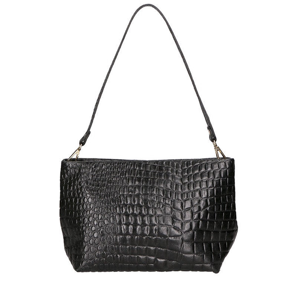 Women's Crocodile Print Leather Handbag - 6498.