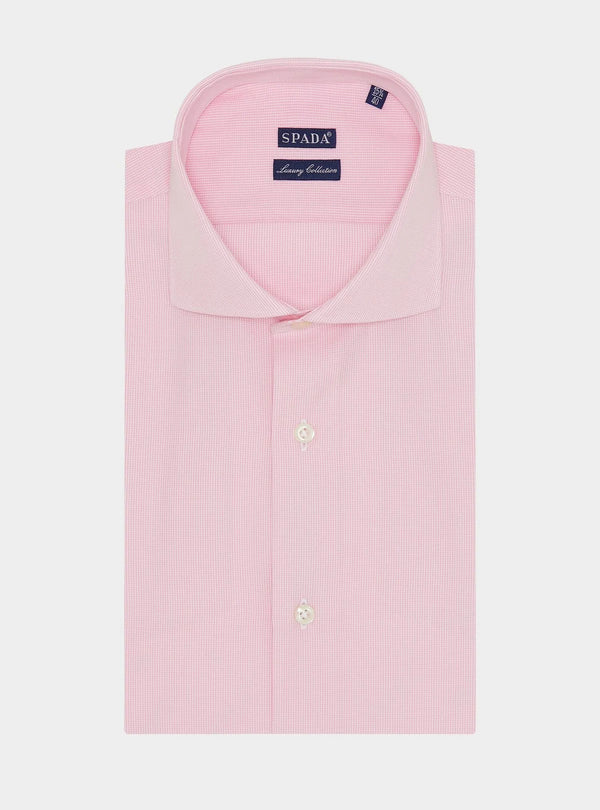 French collar shirt in micro houndstooth cotton