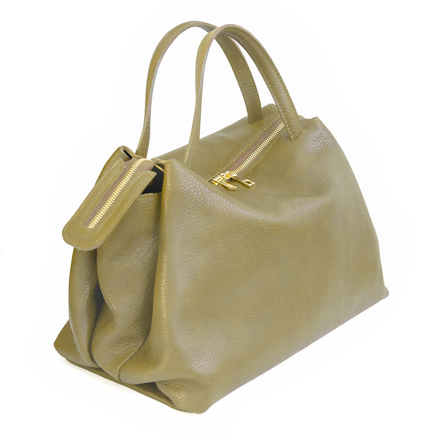 EMMA BIG - Bauletto in pelle nappa mostarda