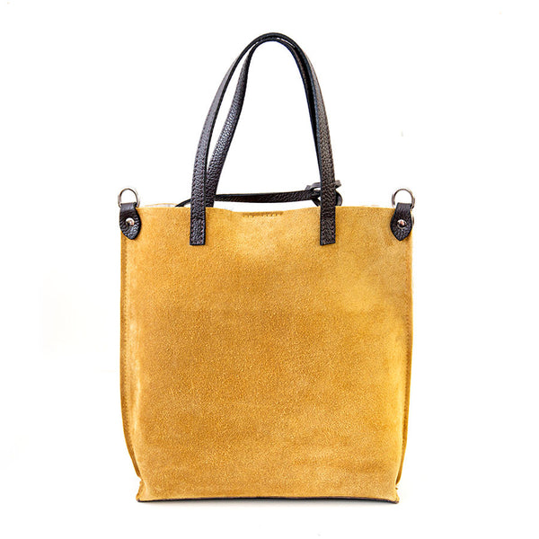 TRUDI - ochre suede and eco sheepskin bag