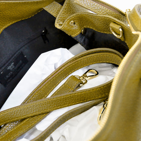 EMMA BIG - Bauletto in pelle nappa mostarda