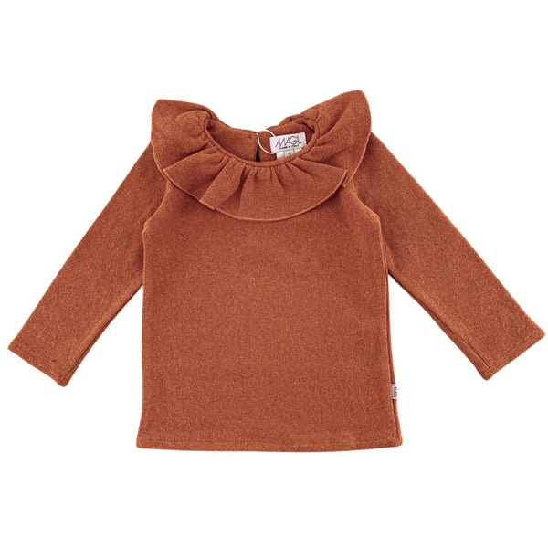 WARM COTTON SWEATER WITH COROLLA COLLAR