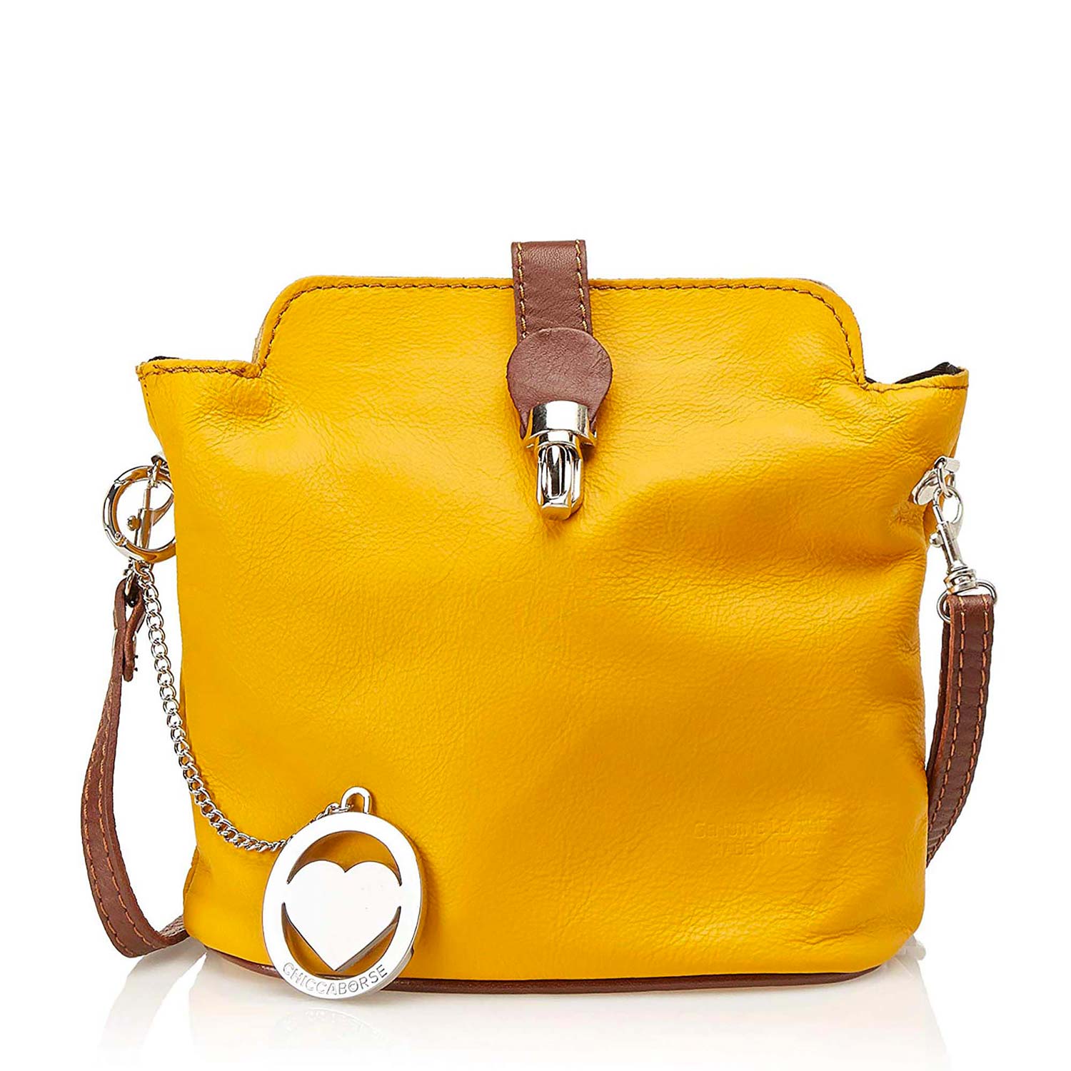Borsa a Spalla da Donna in Vera Pelle. Made in Italy. 21x20x10 Cm - 3322.