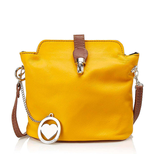 Borsa a Spalla da Donna in Vera Pelle. Made in Italy. 21x20x10 Cm - 3322.