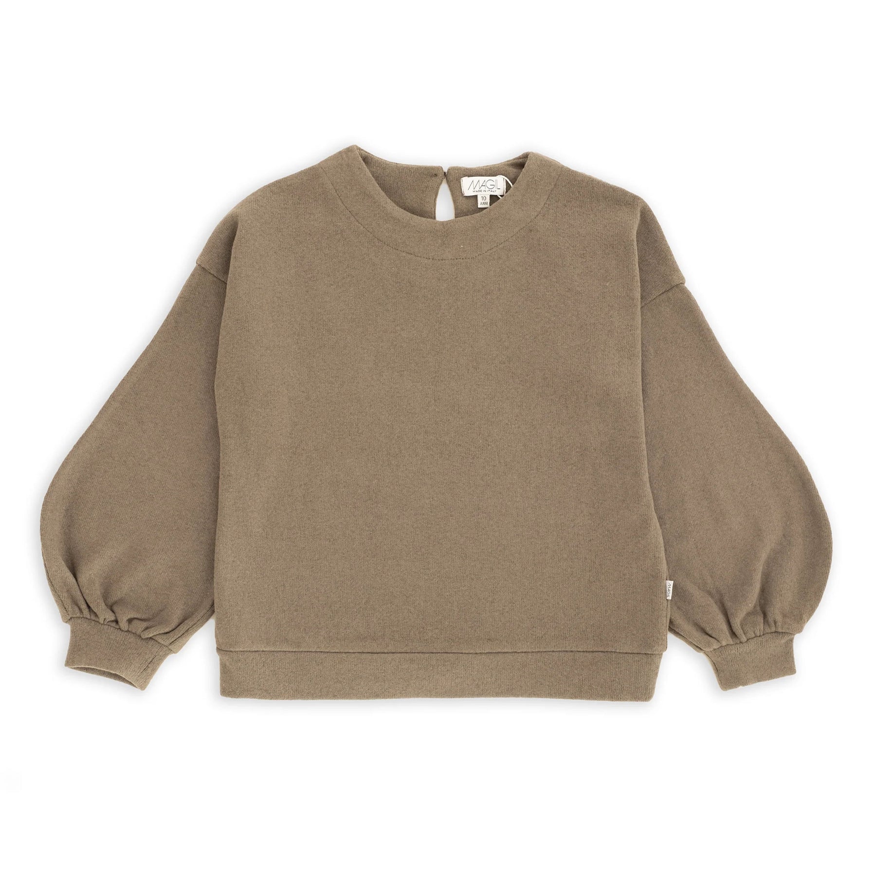 WARM COTTON SWEATER WITH PUFF SLEEVES