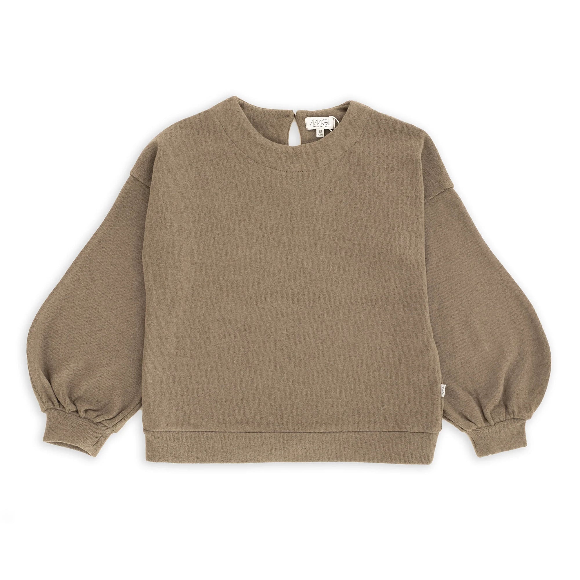 WARM COTTON SWEATER WITH PUFF SLEEVES
