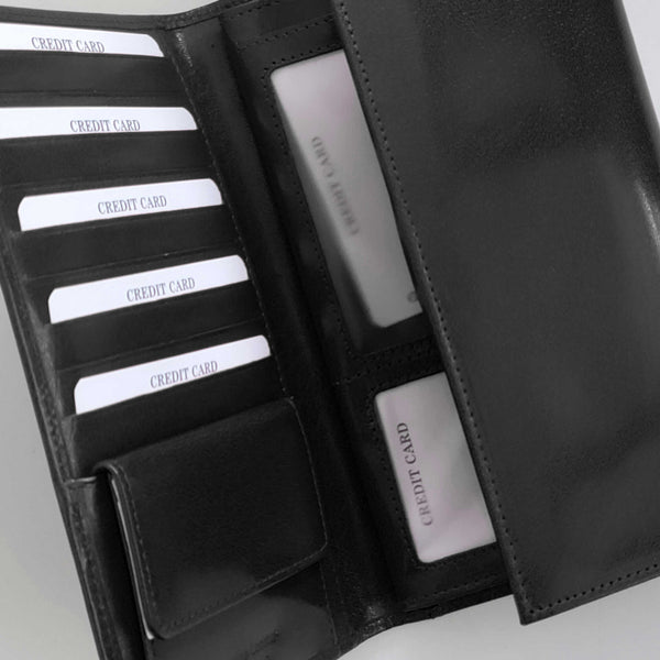 Large black patent leather WALLET