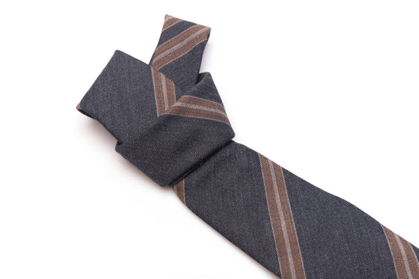 Regimental grey tie in pure wool