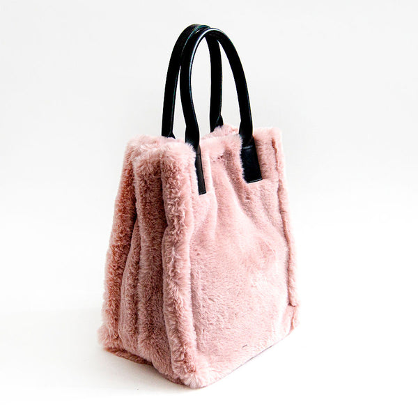 TRUDY BIG - shopping in pelliccia ecologica rosa