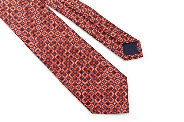 Orange tie with micro pattern in pure silk