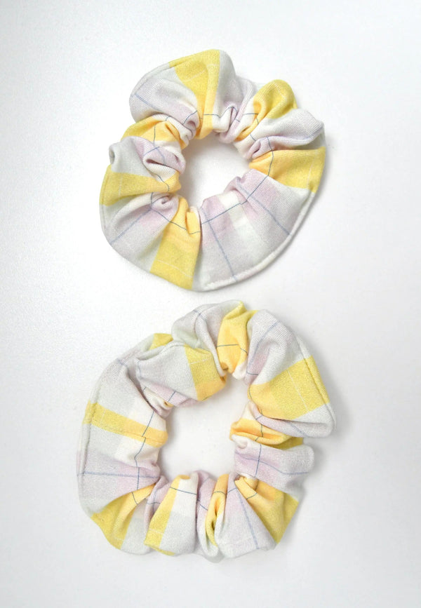 Chouchou (scrunchie) in bambù - Tartan PB - Palloncino blu