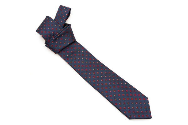 Blue base tie with floral geometry pure silk