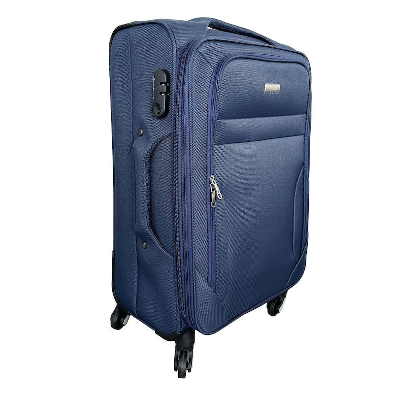 Set of 3 Semi-rigid fabric trolley suitcases. 