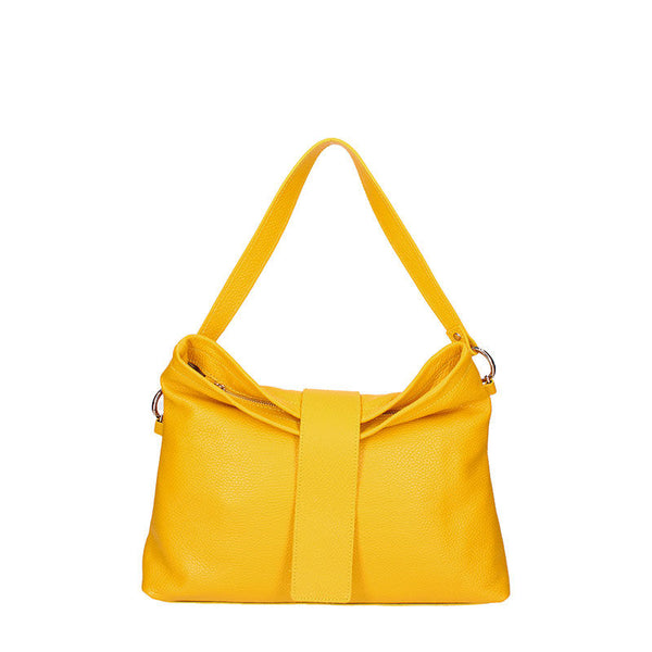 Large leather shoulder bag with central band - 7158. 