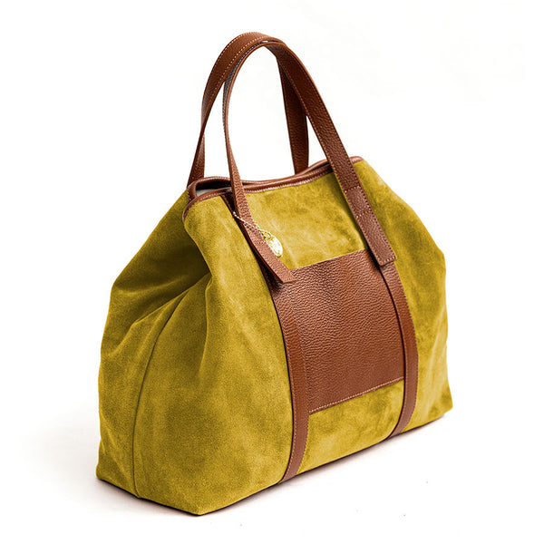 BETTA MAXI - Borsa B-color in camoscio e pelle lime