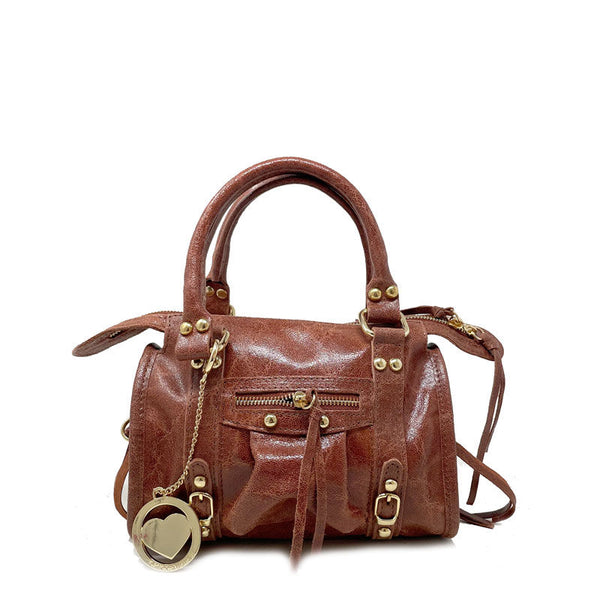 Borsa a mano piccola in pelle spatolata con borchie - Courmayeur K072