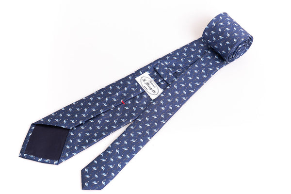 Blue flamingo pure silk tie