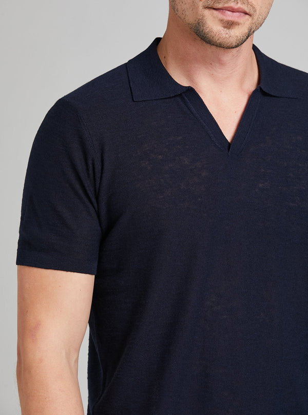 Polo in maglia in cotone e lino