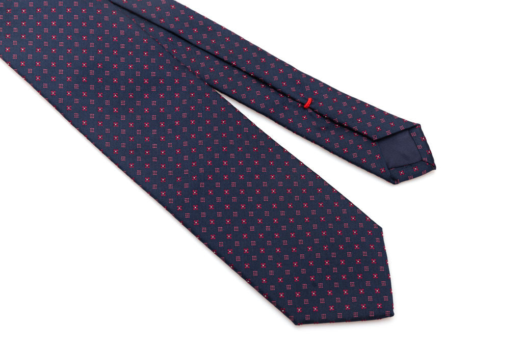 Blue tie with pure silk geometry