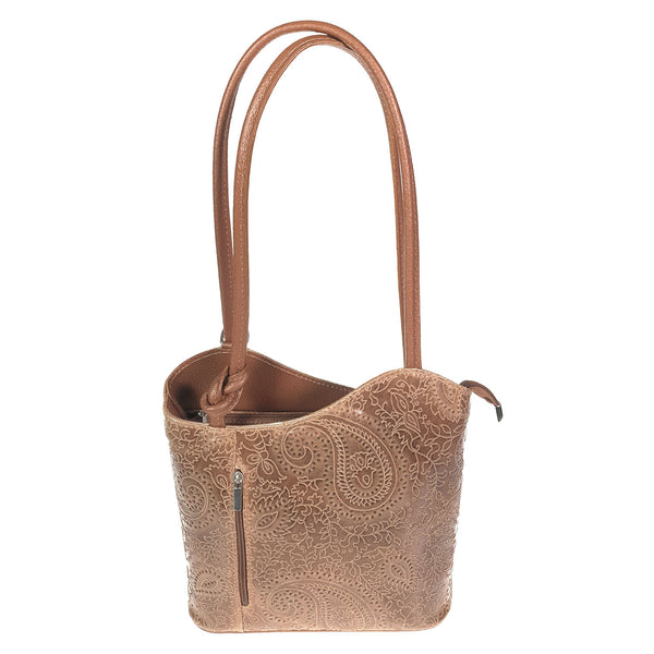 Women's Ostrich Print Leather Shoulder Bag - Cancun 3005. 