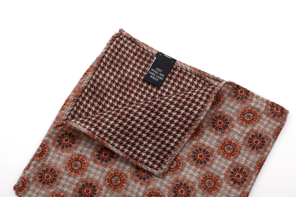 Orange patterned clutch bag in pure wool