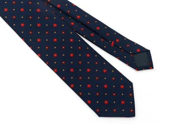 Navy blue micro-pattern tie in pure silk