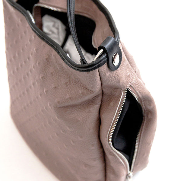 VIVIEN - Taupe nail print leather ring bag