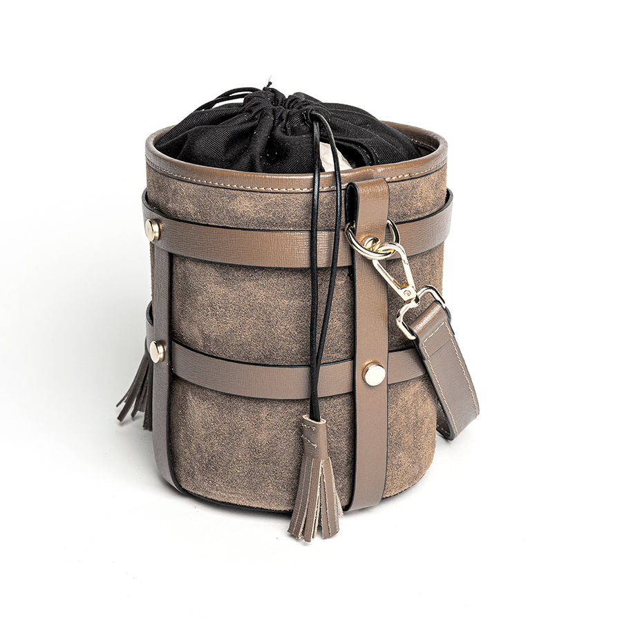 DONATELLA - secchiello in pelle taupe