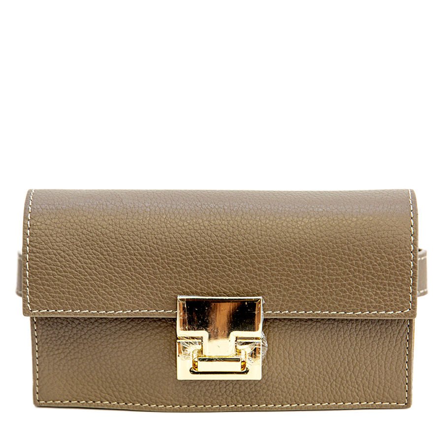 CAROL - marsupio taupe con chiusura oro