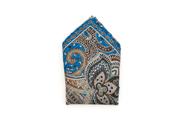 Blue patterned clutch bag in pure silk