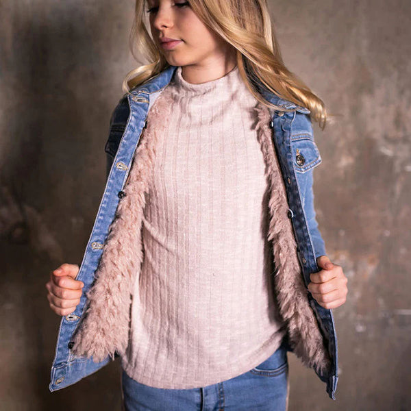GIACCA DENIM FODERA IN ECO PELLICCIA