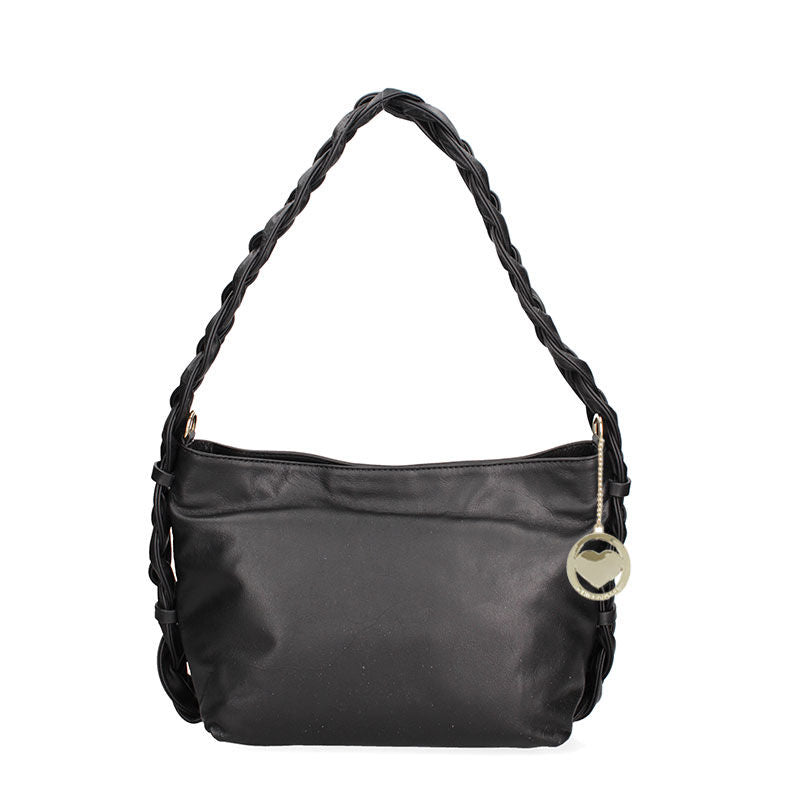 Women's leather bag with braided handle - 07170. 