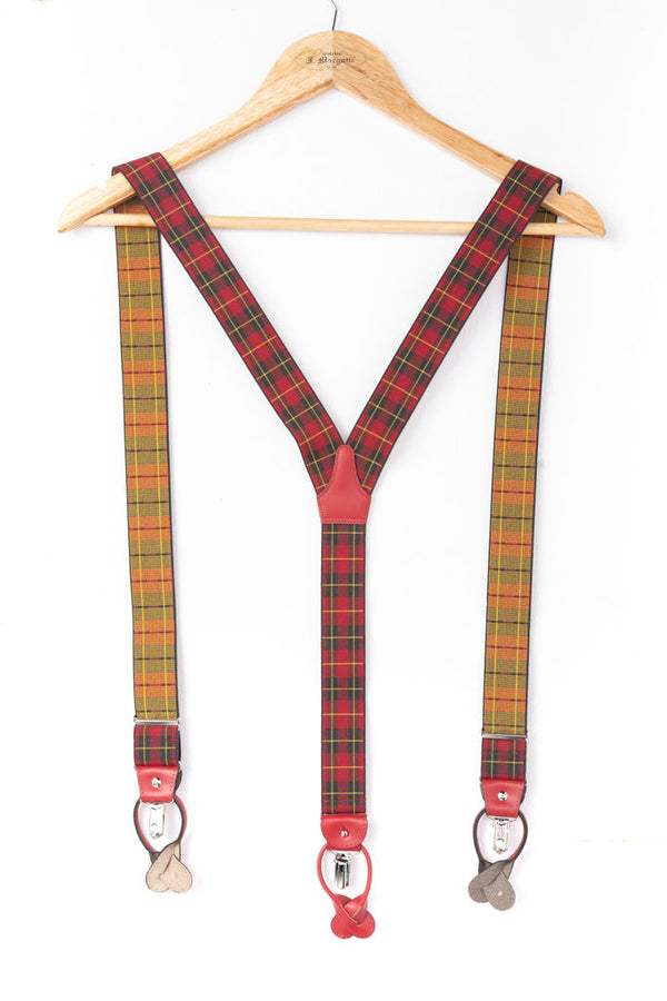 Red check pattern braces