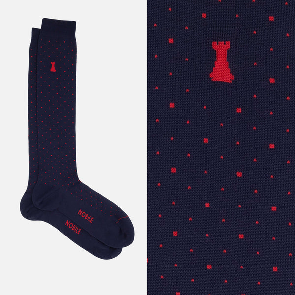 Louis XIV - Long blue polka dot sock