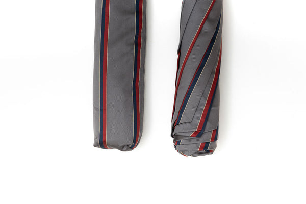 Mario Talarico grey striped folding umbrella with chestnut handle