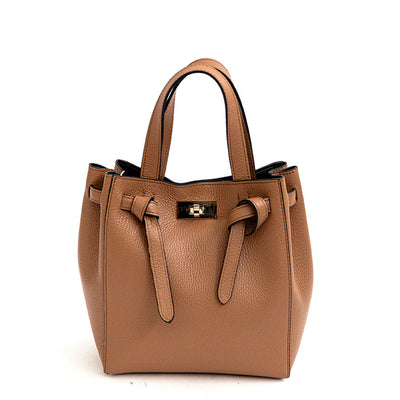 GISELE - Borsa a mano in pelle caramello