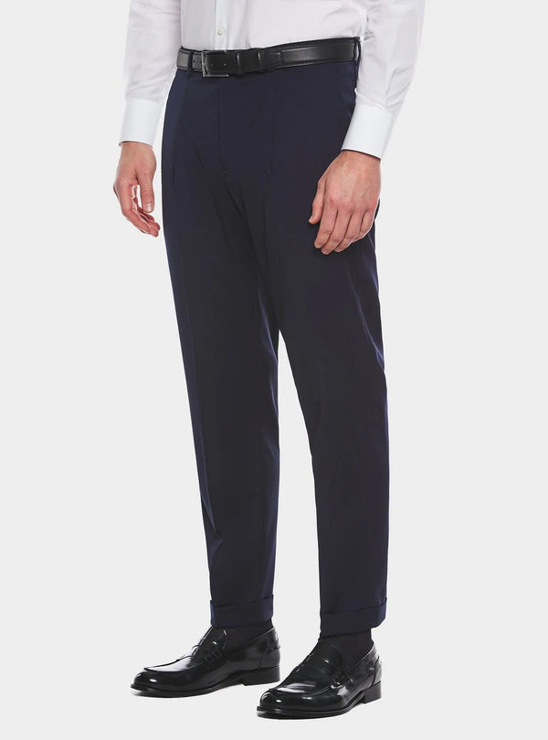 Pantalone classico con pences in misto lana stretch